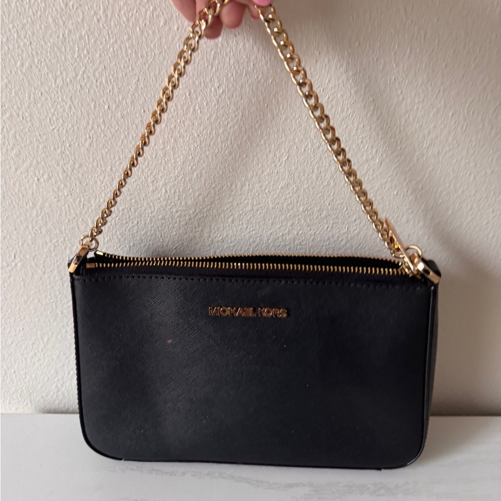 Michael Kors Black Leather Chain Shoulder Bag
